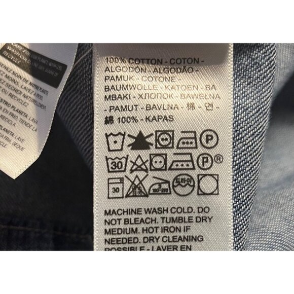 Levis Denim Otto Western Dress Button-snap Up Front Long Sleeve Mini Cut Small - Picture 5 of 14